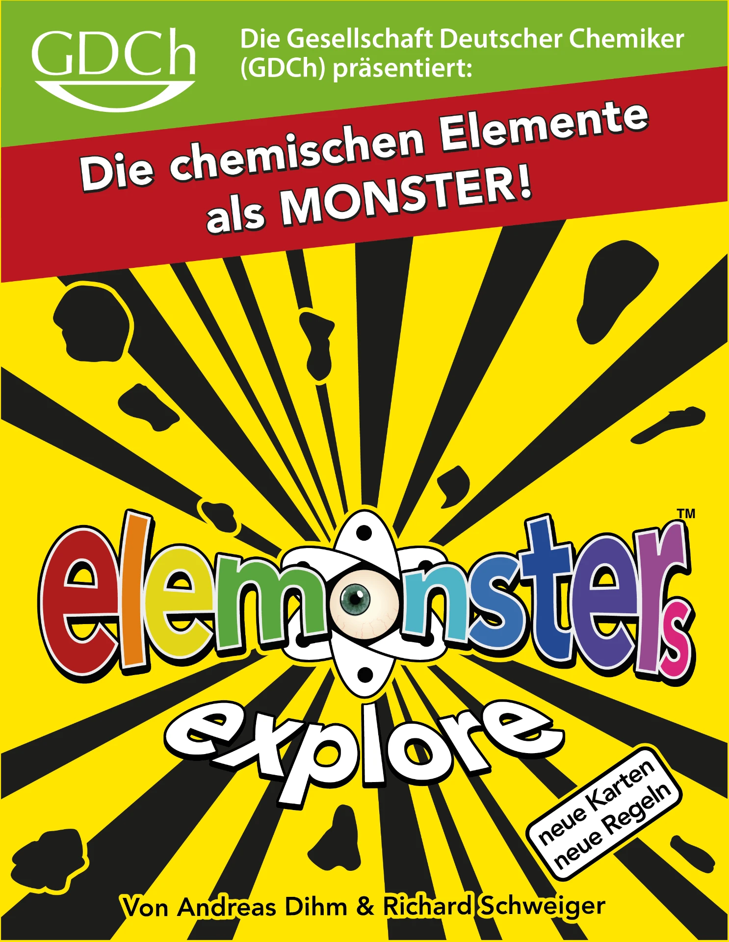 Elemonsters Explore Schachtel-Vorderseite: Die chemischen Elemente als Monster